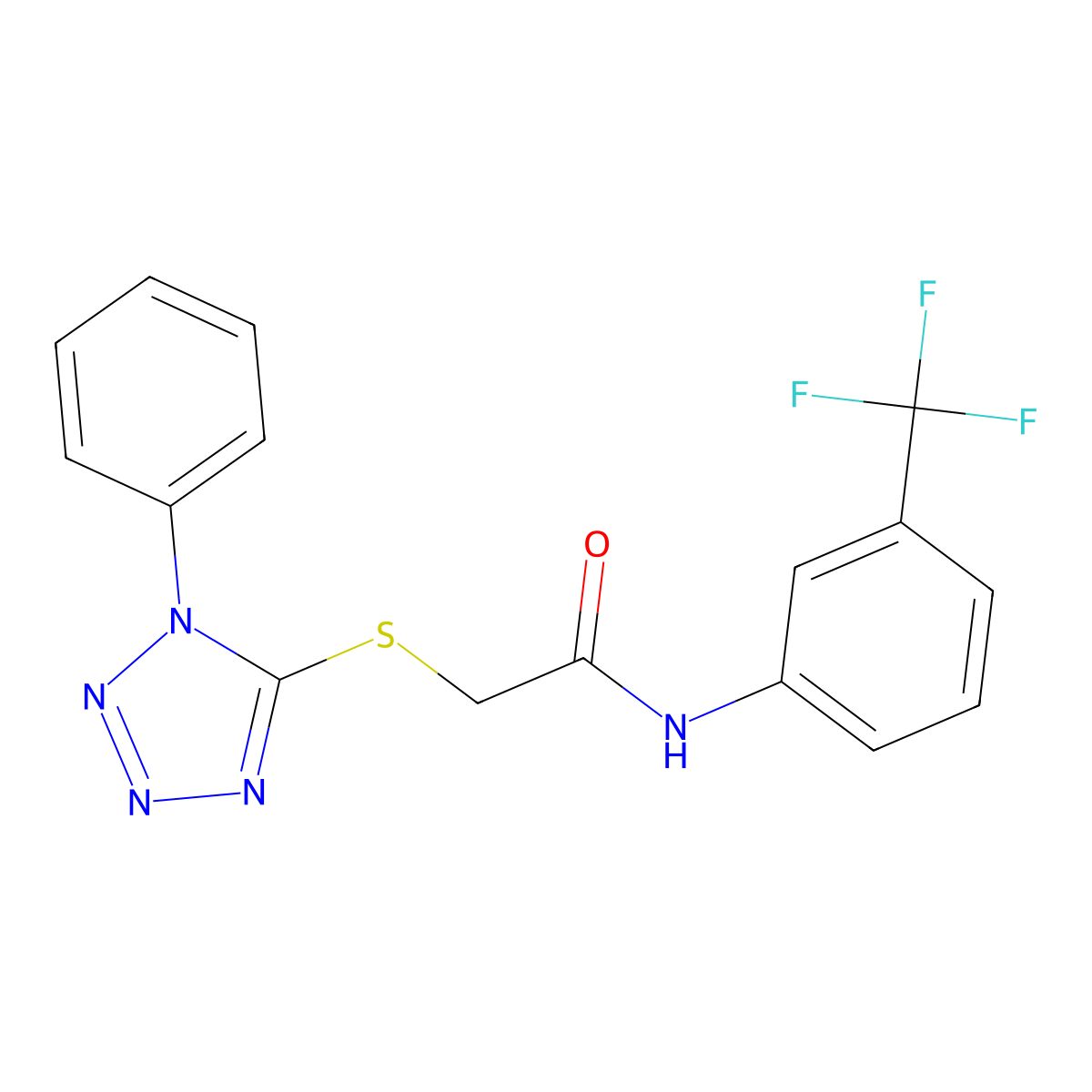 2-(1-phenyltetrazol-5-yl)sulfanyl-N-[3-(trifluoromethyl)phenyl]acetamide molecular structure, CAS 5947-93-3