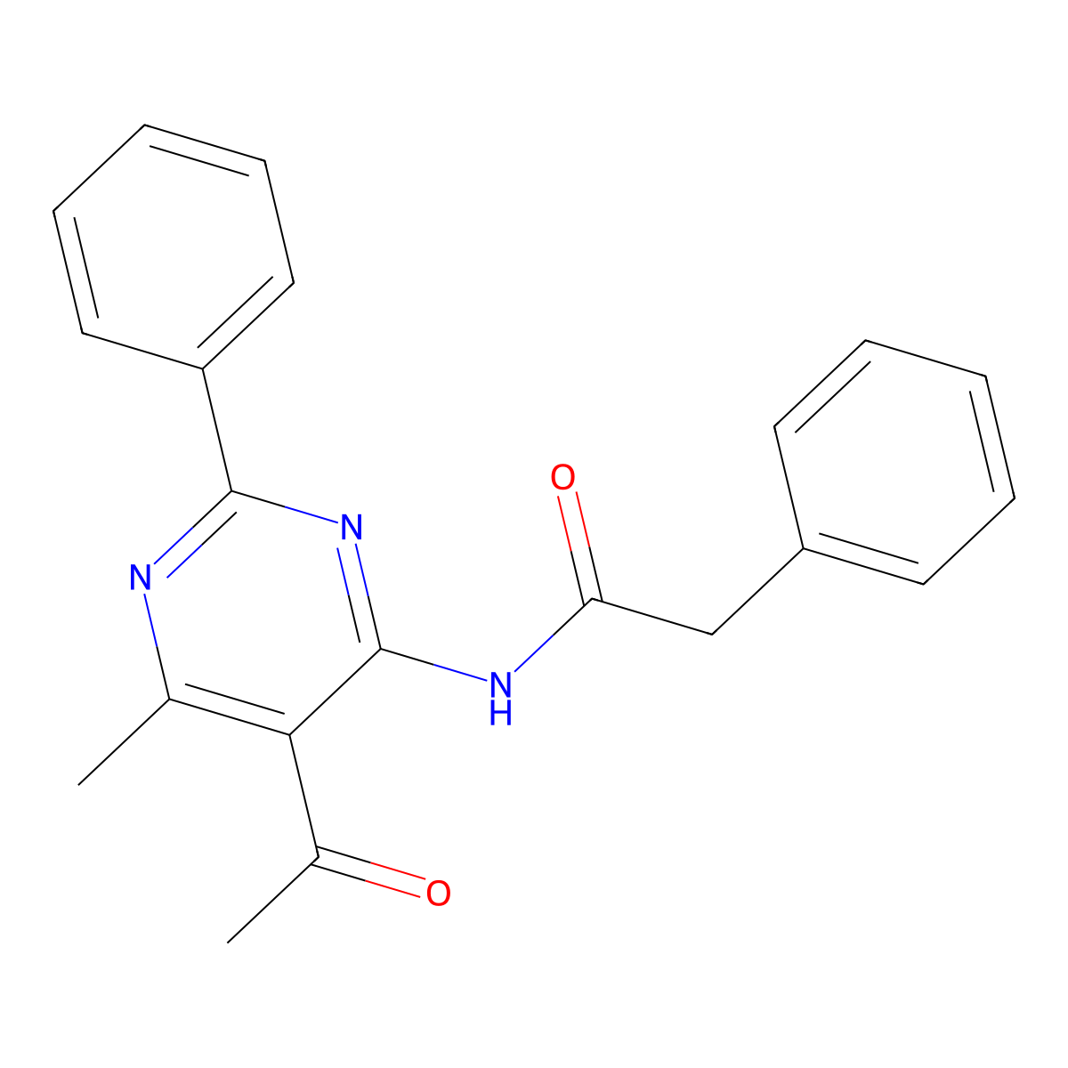 N-(5-acetyl-6-methyl-2-phenylpyrimidin-4-yl)-2-phenylacetamide molecular structure, CAS 5948-30-1