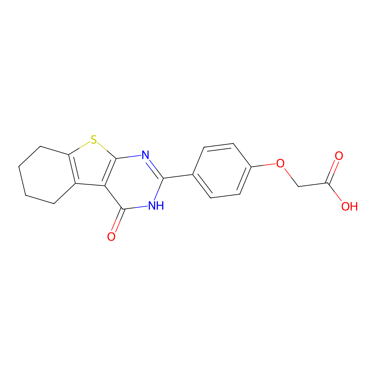 [4-(4-Oxo-3,4,5,6,7,8-hexahydro[1]benzothieno[2,3-d]pyrimidin-2-yl)phenoxy]acetic acid molecular structure, CAS 5948-70-9