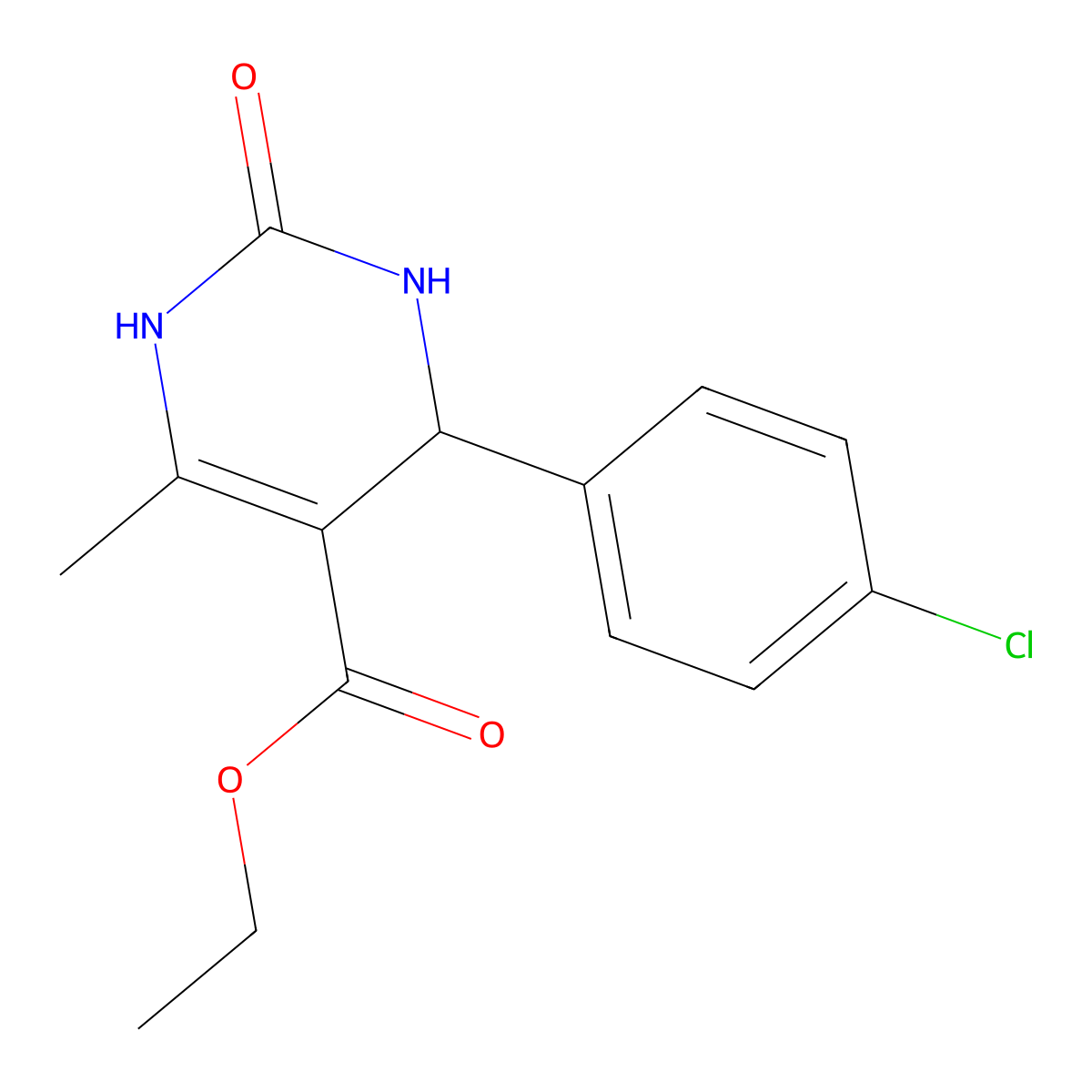 Ethyl 4-(4-chlorophenyl)-6-methyl-2-oxo-1,2,3,4-tetrahydropyrimidine-5-carboxylate molecular structure, CAS 5948-71-0