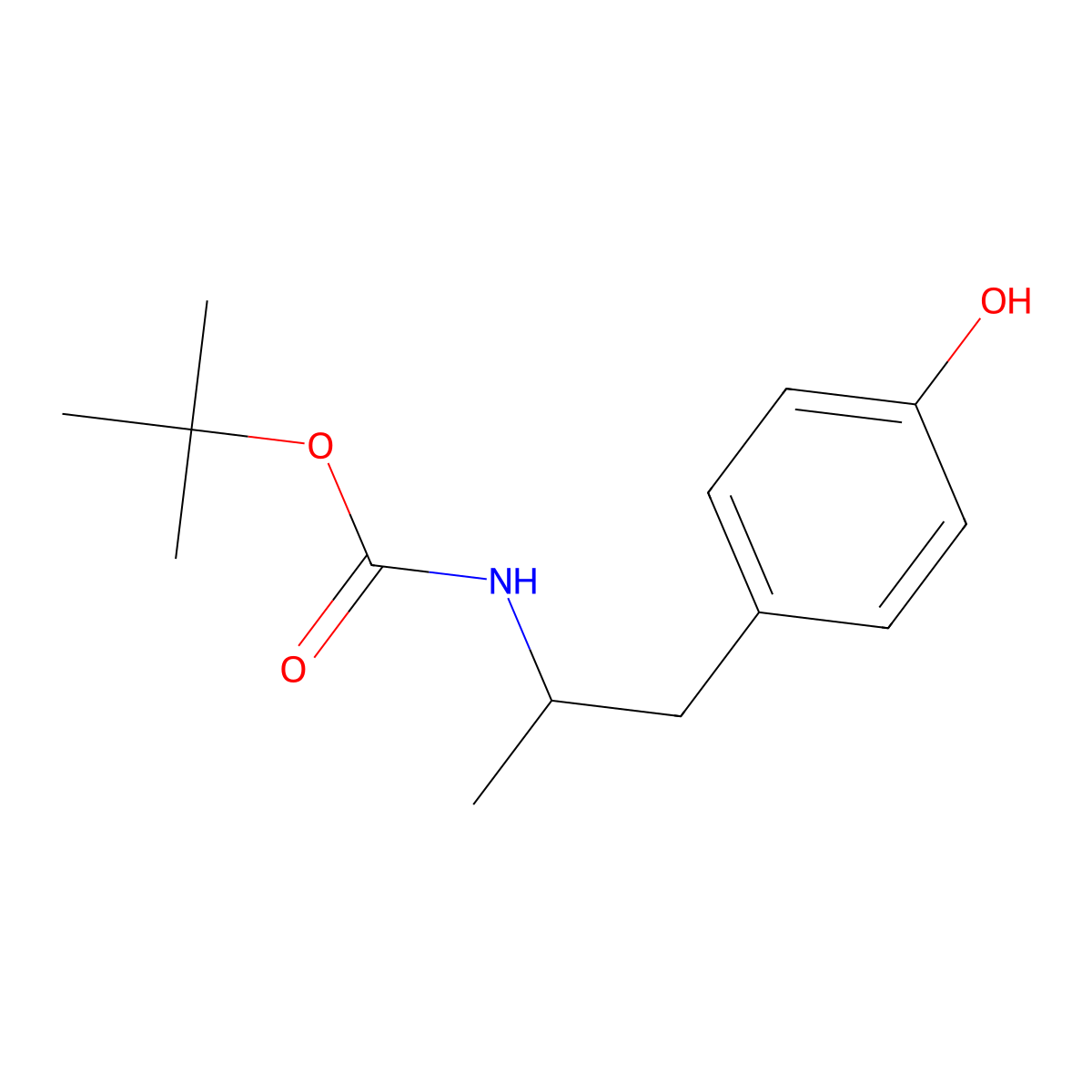 tert-butyl N-[1-(4-hydroxyphenyl)propan-2-yl]carbamate molecular structure, CAS 59481-71-9