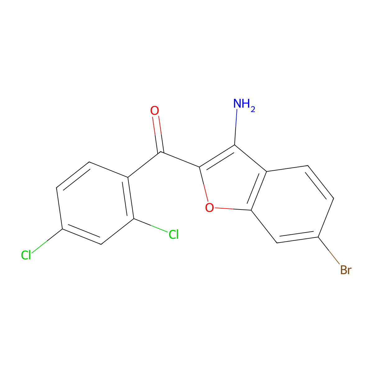 (3-Amino-6-bromo-benzofuran-2-yl)-(2,4-dichloro-phenyl)-methanone molecular structure, CAS 594812-20-1