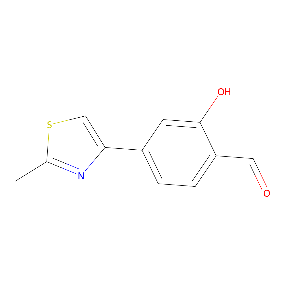2-Hydroxy-4 (2-methyl-thiazol-4-yl)-benzaldehyde molecular structure, CAS 594813-10-2