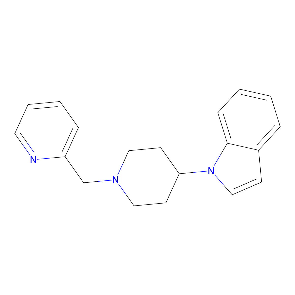 1H-Indole, 1-(1-(2-pyridinylmethyl)-4-piperidinyl)- molecular structure, CAS 594827-31-3