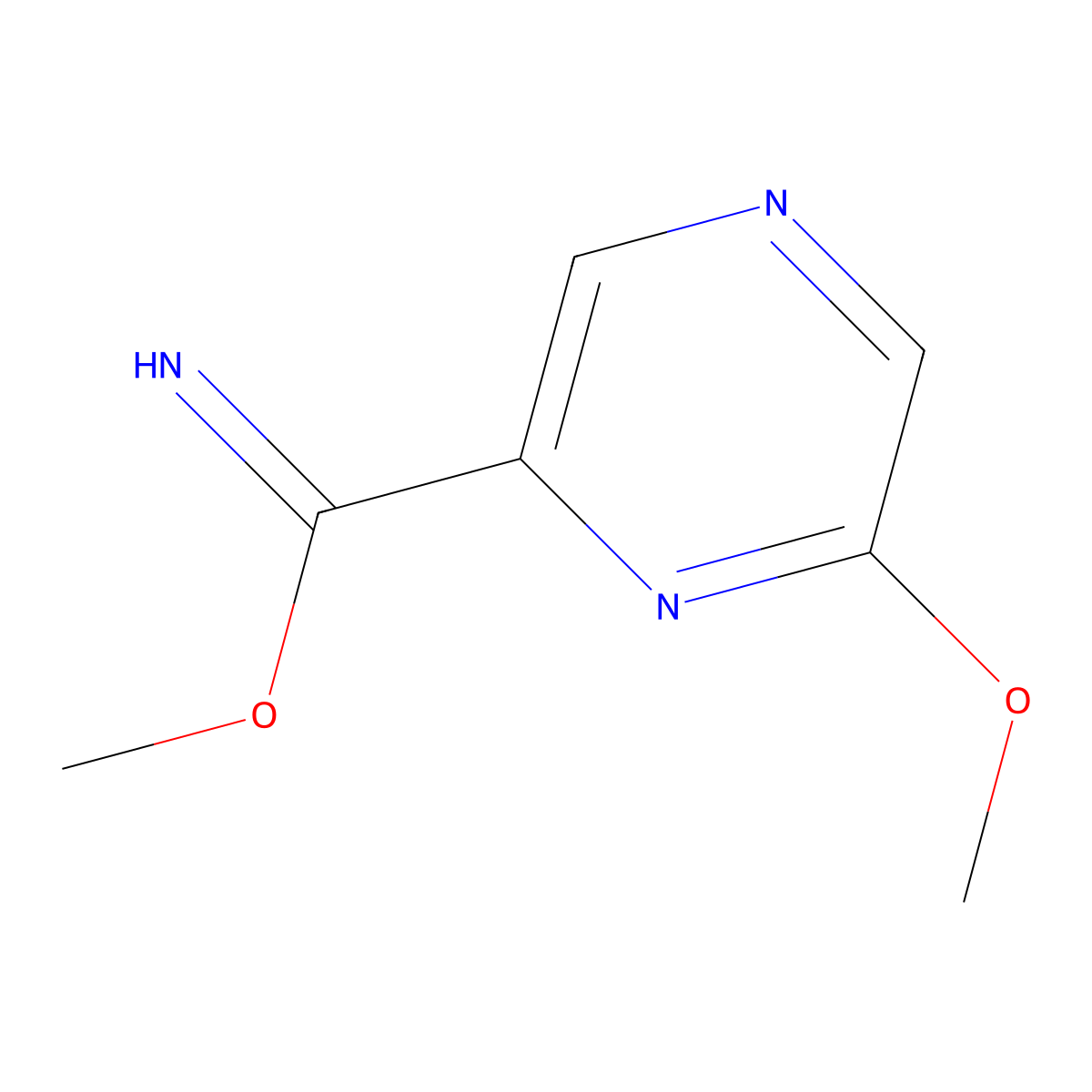 Methyl 6-methoxypyrazine-2-carboximidate molecular structure, CAS 59484-60-5