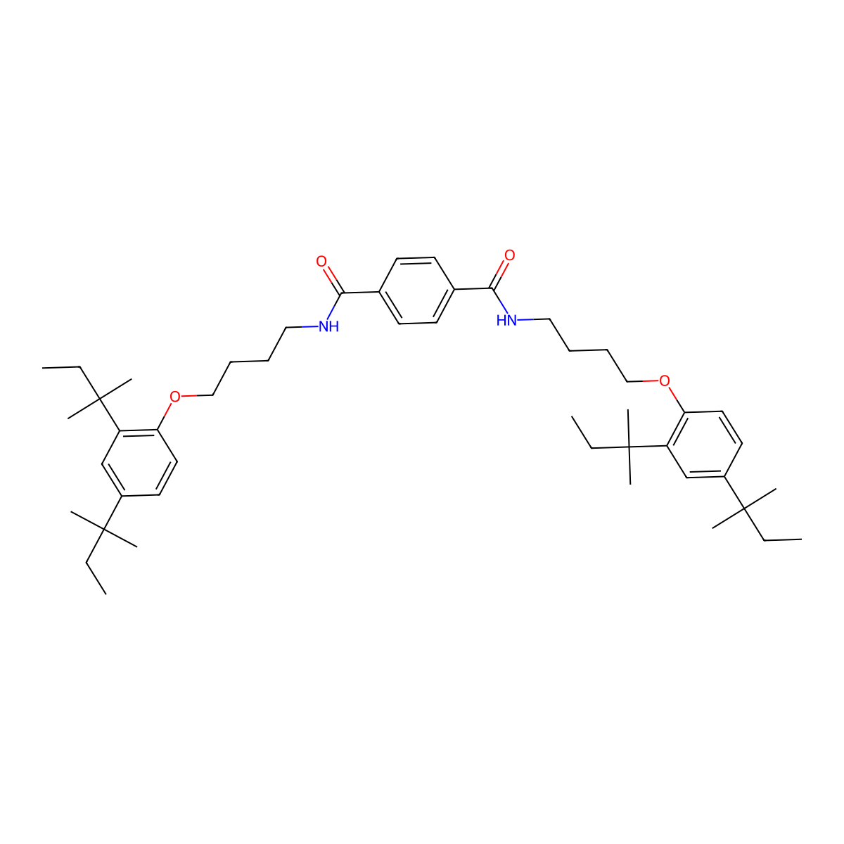 1-N,4-N-bis[4-[2,4-bis(2-methylbutan-2-yl)phenoxy]butyl]benzene-1,4-dicarboxamide molecular structure, CAS 594843-08-0