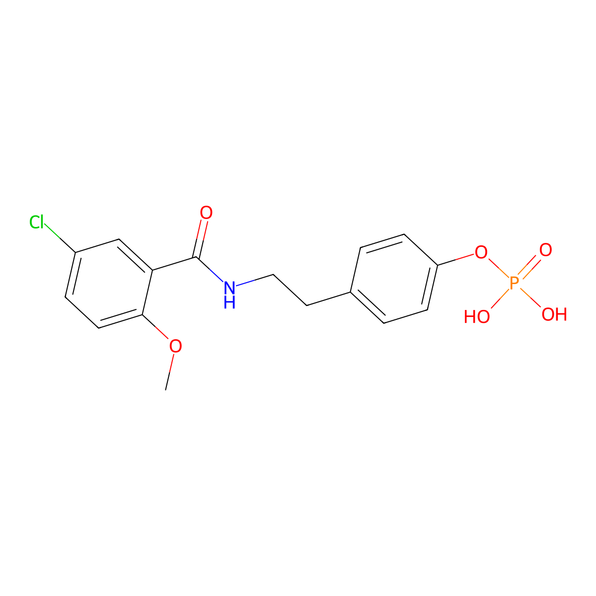 5-Chloro-2-methoxy-N-[2-[4-(phosphonooxy)phenyl]ethyl]benzamide molecular structure, CAS 594854-55-4