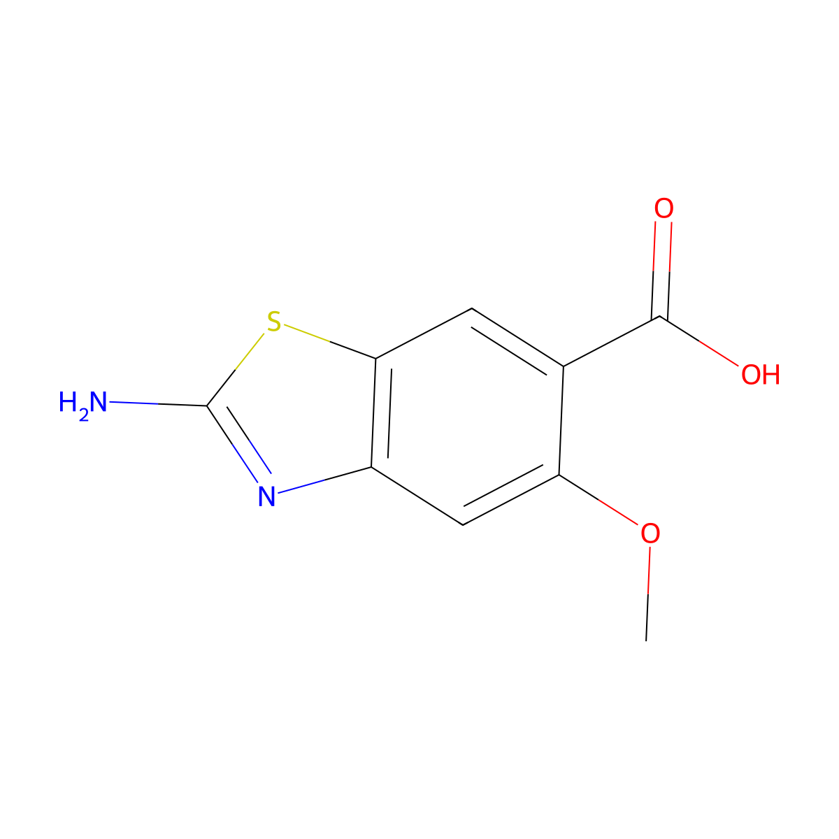 2-Amino-5-methoxy-1,3-benzothiazole-6-carboxylic acid molecular structure, CAS 59488-41-4