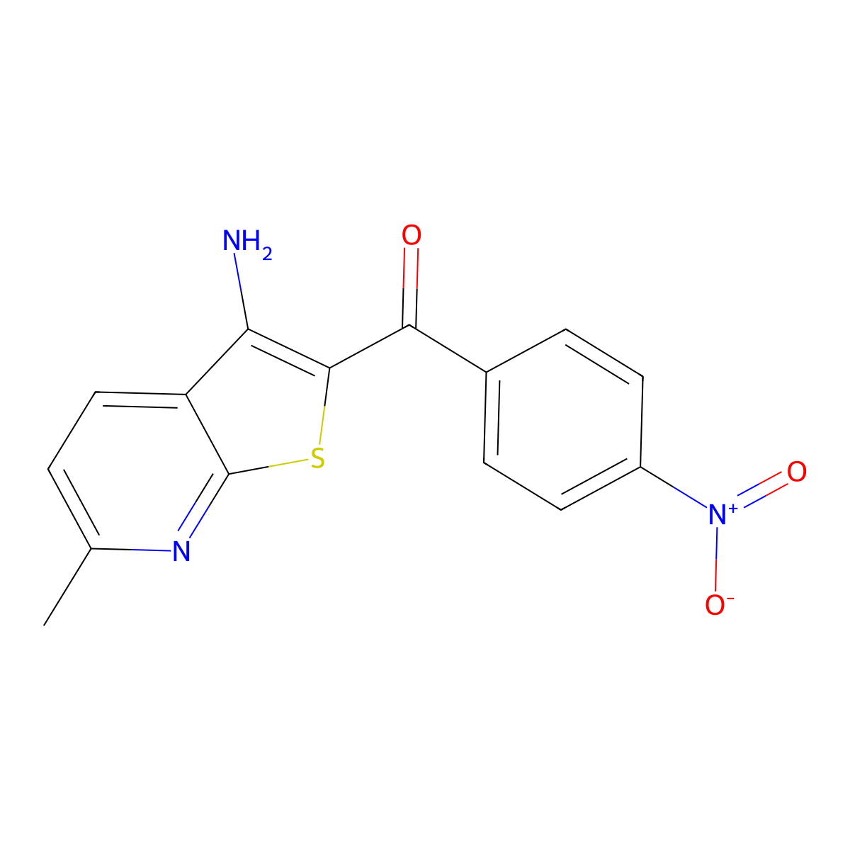 (3-Amino-6-methylthieno[2,3-b]pyridin-2-yl)(4-nitrophenyl)methanone molecular structure, CAS 59488-71-0