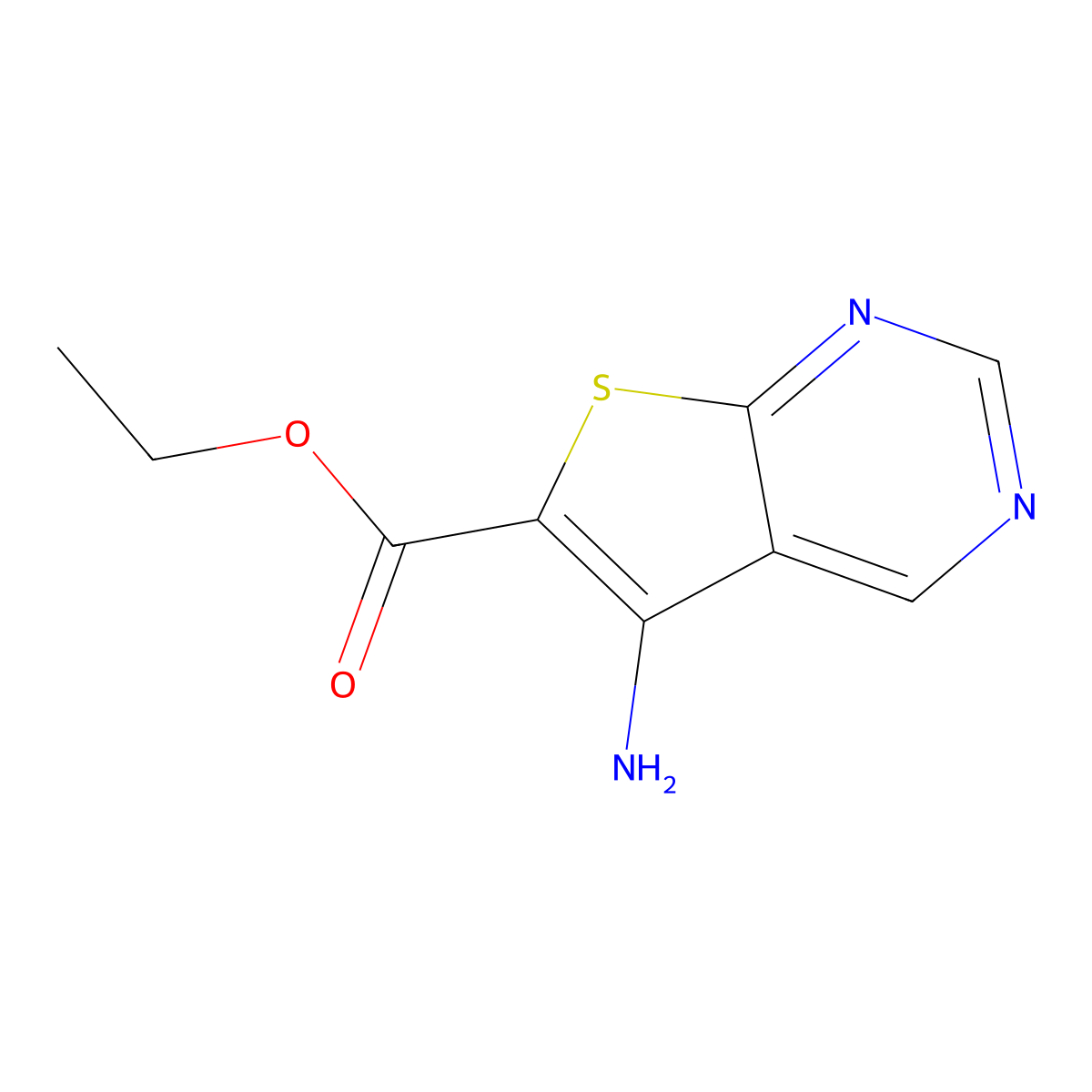 Ethyl 5-aminothieno[2,3-d]pyrimidine-6-carboxylate molecular structure, CAS 59488-80-1
