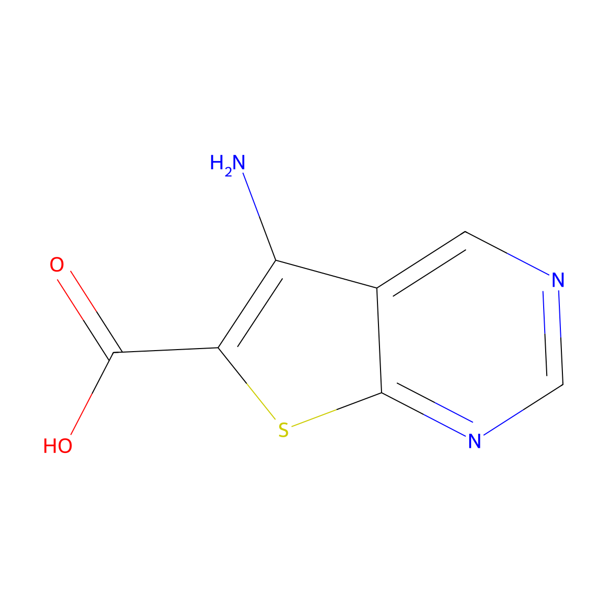5-Aminothieno(2,3-d)pyrimidine-6-carboxylic acid molecular structure, CAS 59488-81-2