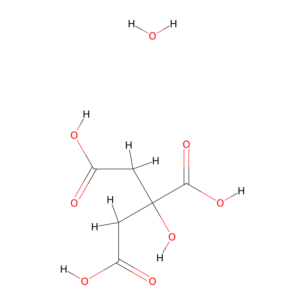 2-Hydroxy-1,2,3-propanetricarboxylic acid hydrate (1:1) molecular structure, CAS 5949-29-1