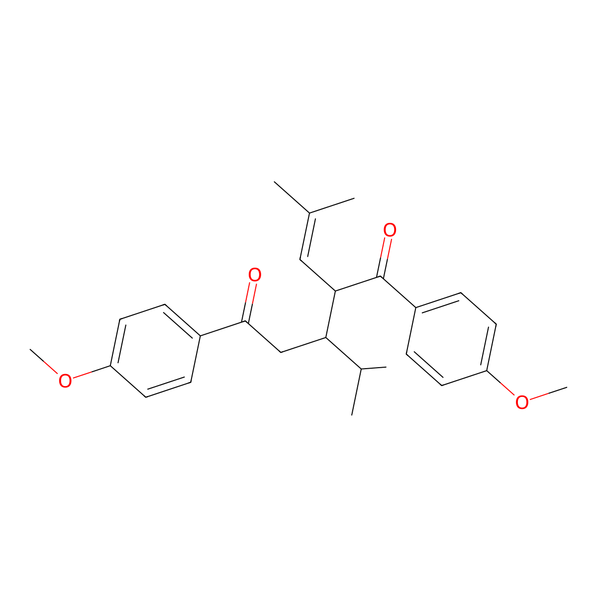 3-Isopropyl-1,5-bis(4-methoxyphenyl)-2-(2-methyl-1-propenyl)-1,5-pentanedione molecular structure, CAS 5949-95-1