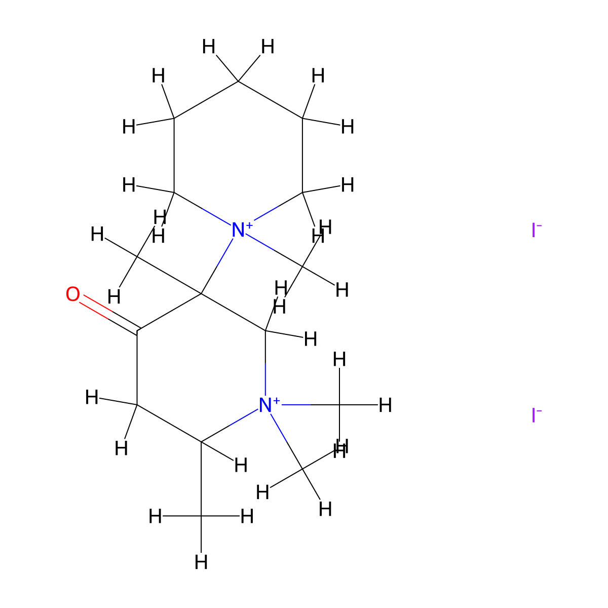1,3'-Bipiperidinium, 4'-oxo-1,1',1',3',6'-pentamethyl-, diiodide molecular structure, CAS 595-28-8