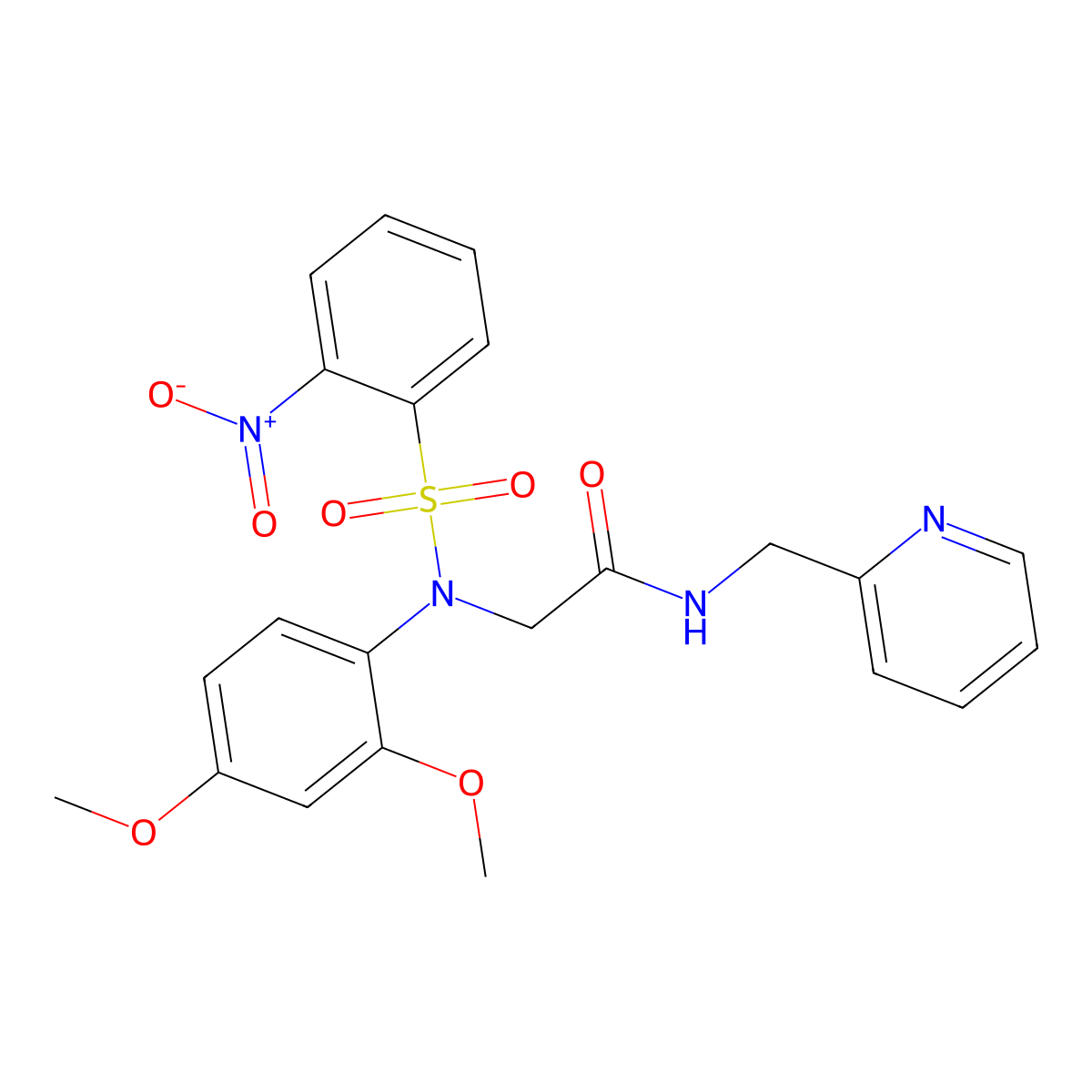 2-[({2-nitrophenyl}sulfonyl)-2,4-dimethoxyanilino]-N-(2-pyridinylmethyl)acetamide molecular structure, CAS 5950-02-7