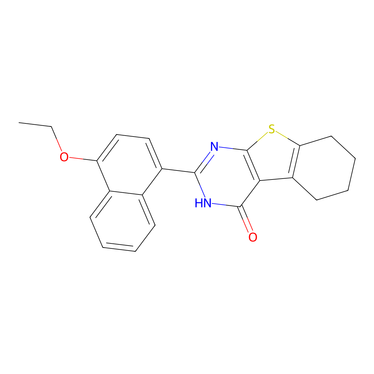 2-(4-ethoxynaphthalen-1-yl)-5,6,7,8-tetrahydro-3H-[1]benzothiolo[2,3-d]pyrimidin-4-one molecular structure, CAS 5950-28-7