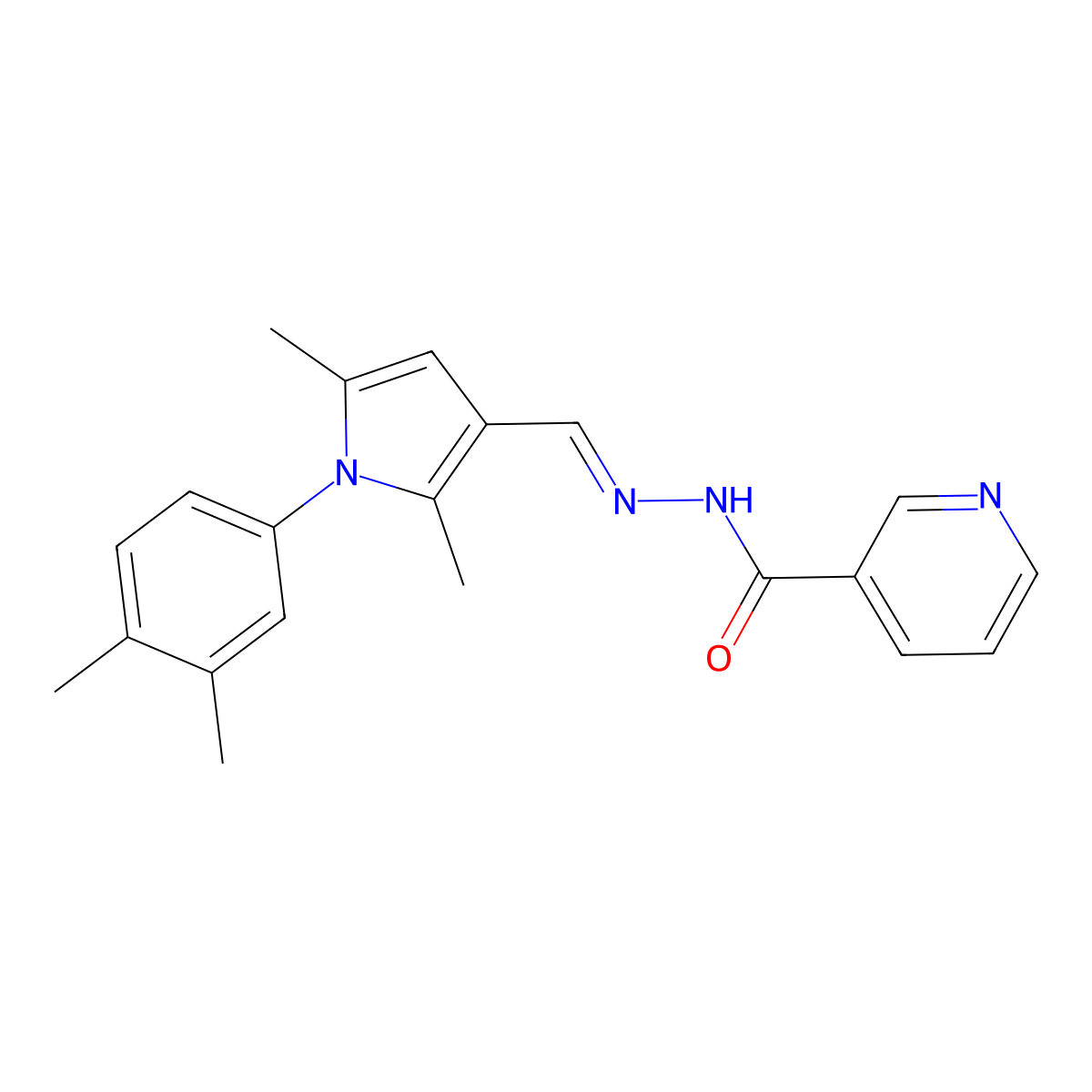 N'-{[1-(3,4-Dimethylphenyl)-2,5-dimethyl-1H-pyrrol-3-yl]methylidene}pyridine-3-carbohydrazide molecular structure, CAS 5950-96-9