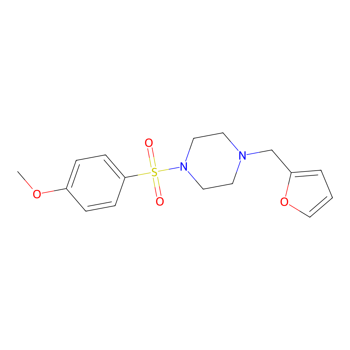 1-[(Furan-2-yl)methyl]-4-(4-methoxybenzene-1-sulfonyl)piperazine molecular structure, CAS 5951-35-9