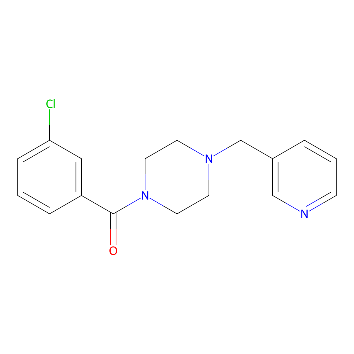 (3-Chlorophenyl)-[4-(pyridin-3-ylmethyl)piperazin-1-yl]methanone molecular structure, CAS 5951-85-9