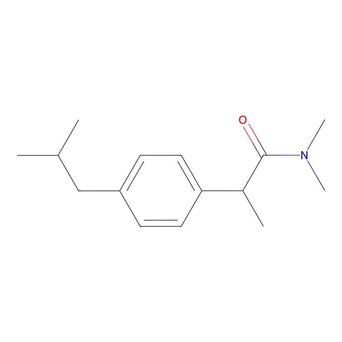 2-(4-isobutylphenyl)-N,N-dimethylpropanamide molecular structure, CAS 59512-22-0