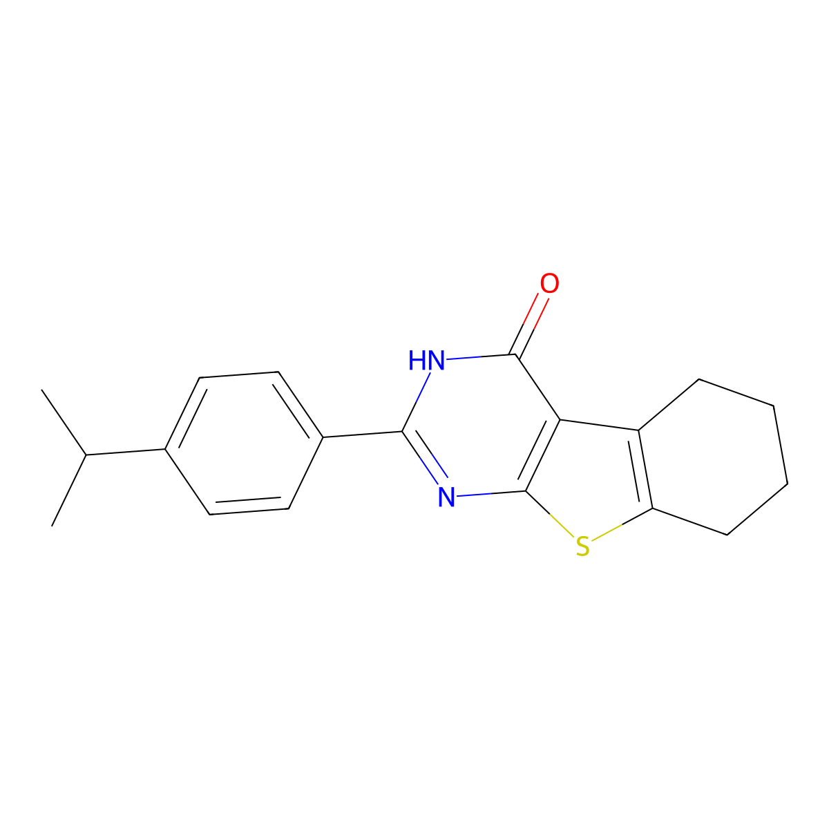 2-[4-(propan-2-yl)phenyl]-5,6,7,8-tetrahydro[1]benzothieno[2,3-d]pyrimidin-4(3H)-one molecular structure, CAS 5952-69-2
