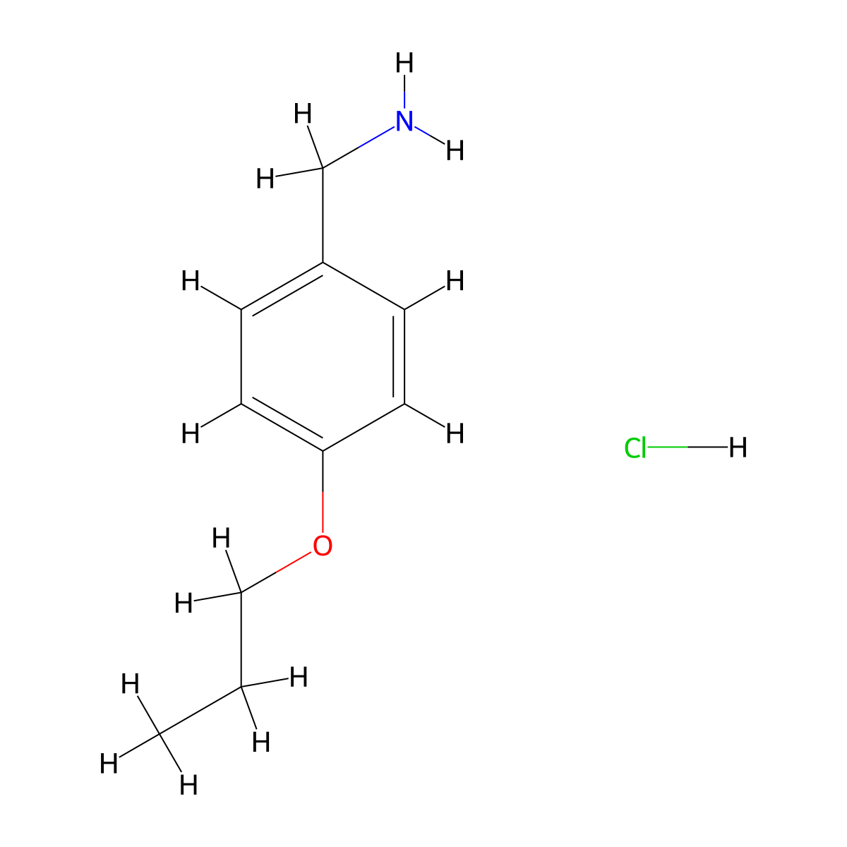 (4-Propoxybenzyl)amine hydrochloride molecular structure, CAS 59528-26-6