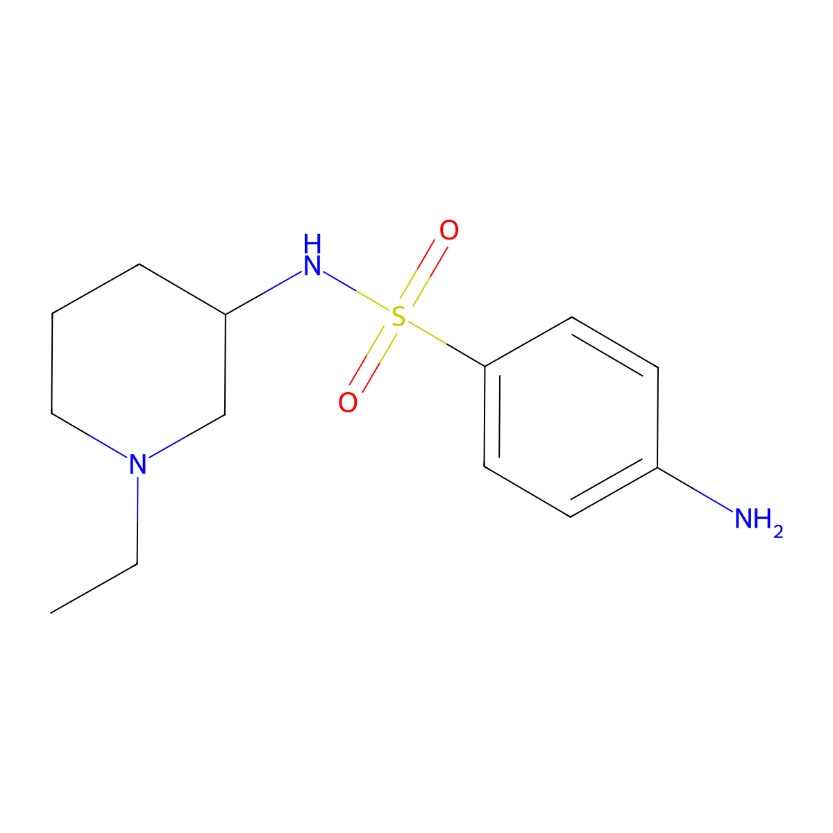 4-Amino-N-(1-ethylpiperidin-3-yl)benzene-1-sulfonamide molecular structure, CAS 59528-82-4