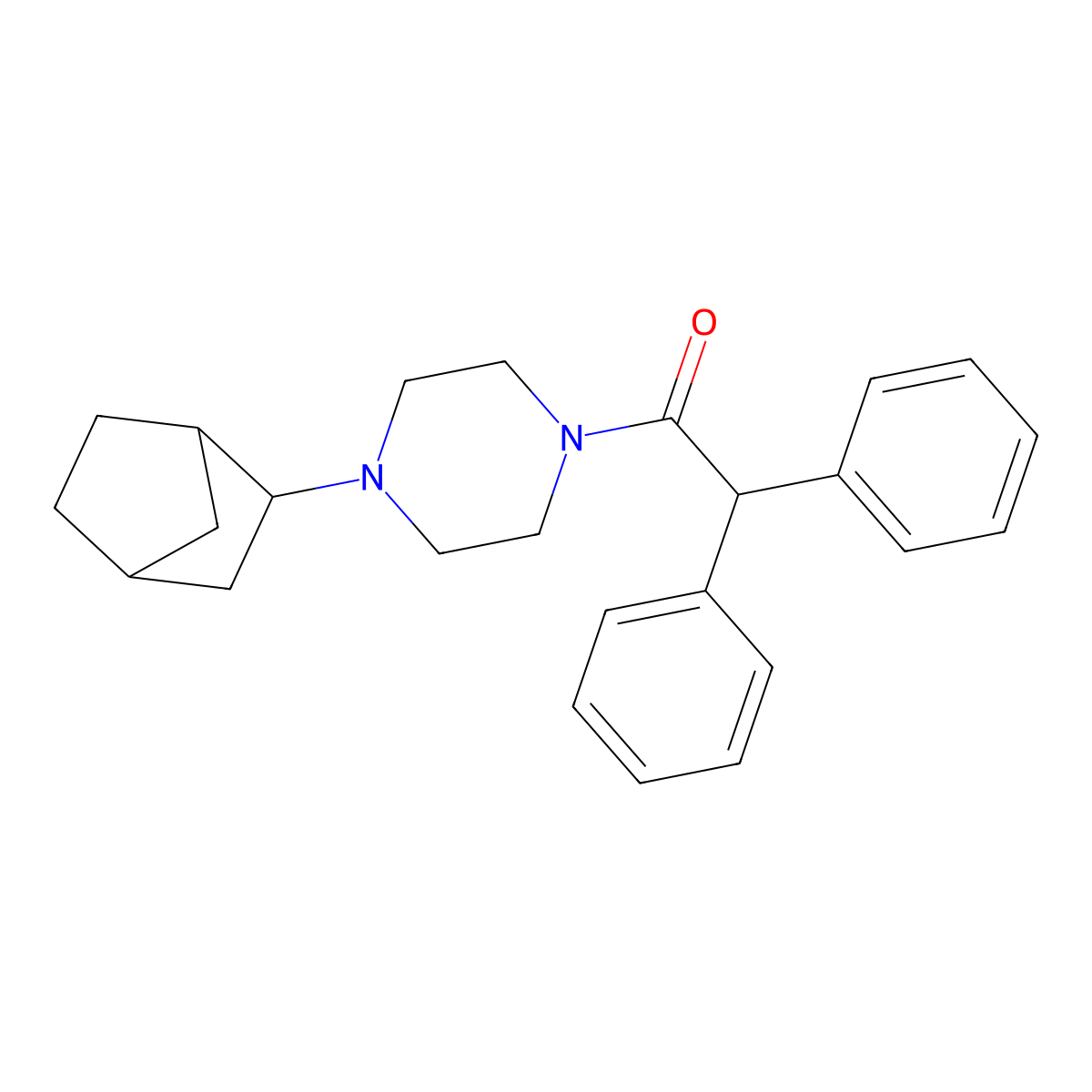 1-[4-(Bicyclo[2.2.1]heptan-2-yl)piperazin-1-yl]-2,2-diphenylethan-1-one molecular structure, CAS 5953-59-3