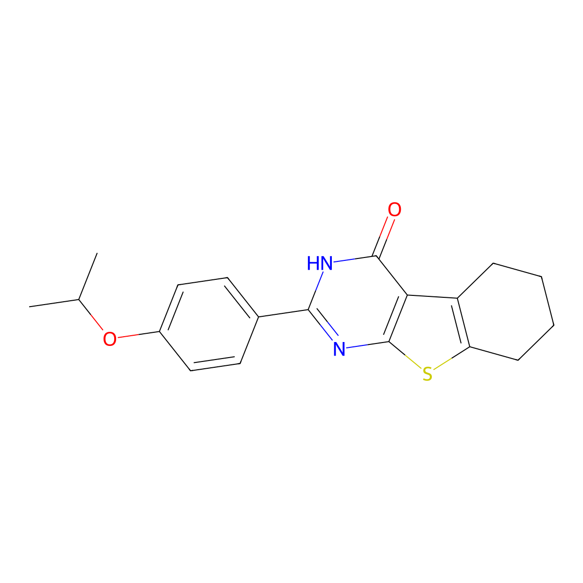 2-(4-propan-2-yloxyphenyl)-5,6,7,8-tetrahydro-3H-[1]benzothiolo[2,3-d]pyrimidin-4-one molecular structure, CAS 5953-61-7