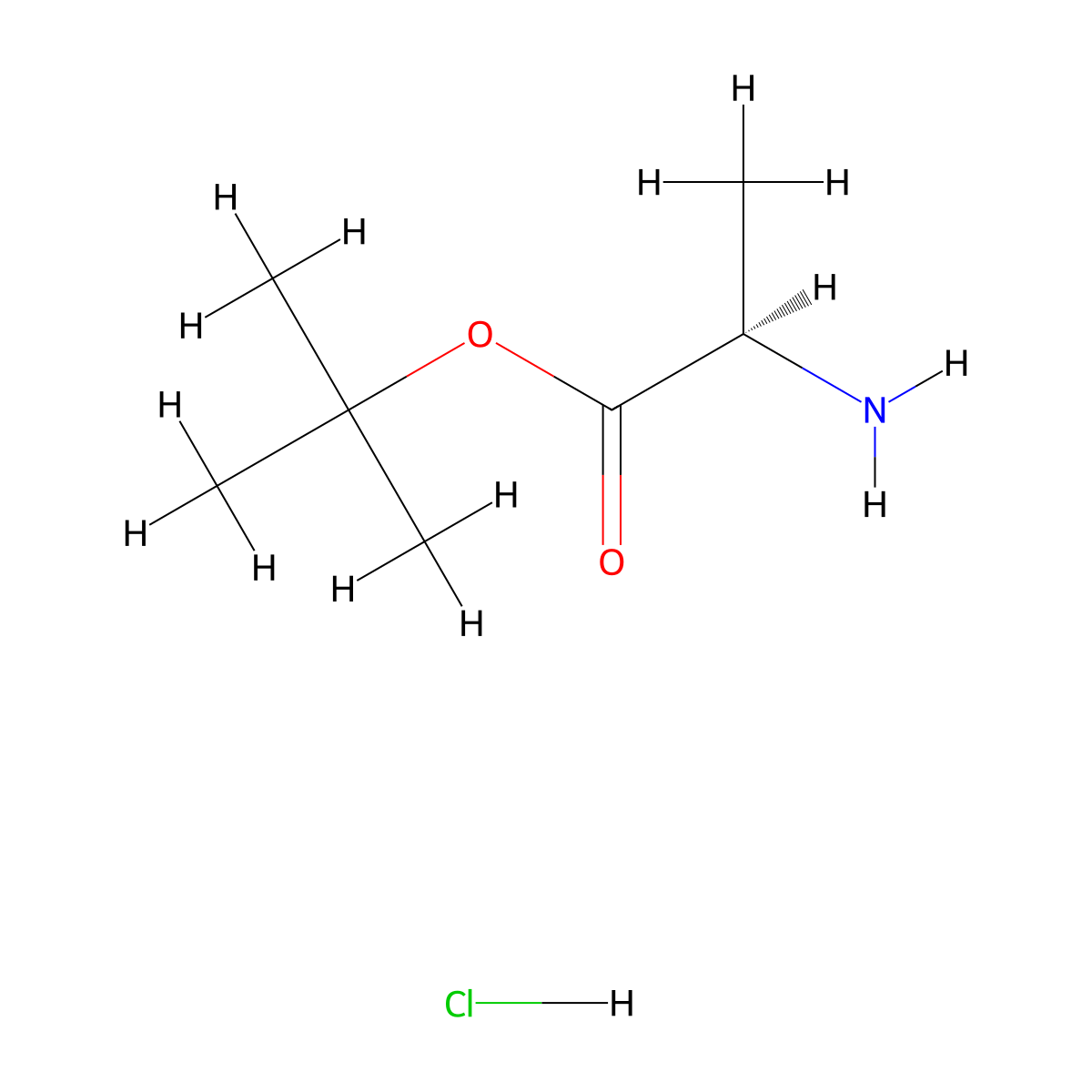 D-Alanine tert-butyl ester hydrochloride molecular structure, CAS 59531-86-1