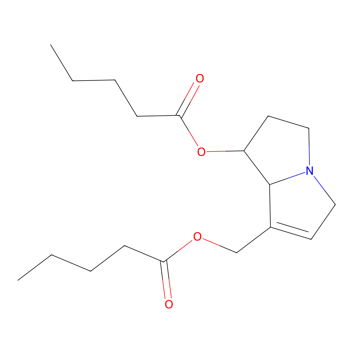 Heliotridine, 7,9-di-n-valerate molecular structure, CAS 59532-52-4