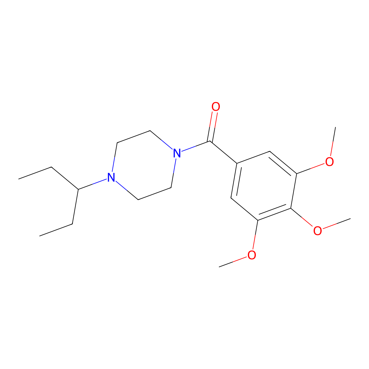 (4-Pentan-3-ylpiperazin-1-yl)-(3,4,5-trimethoxyphenyl)methanone molecular structure, CAS 5954-12-1