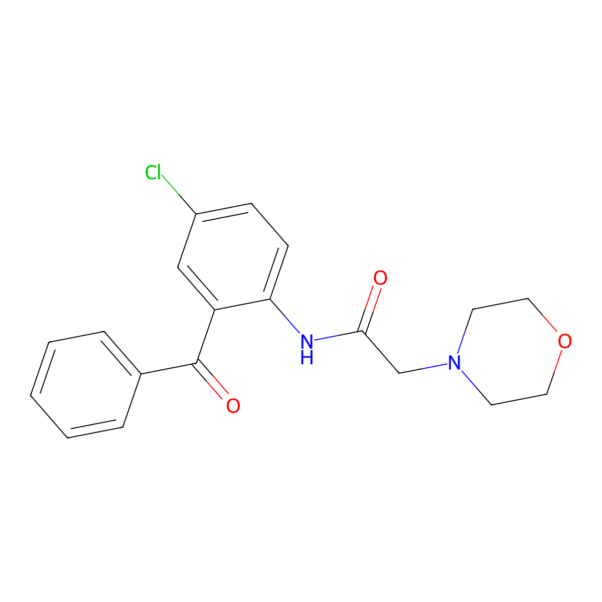 4-Morpholineacetamide, N-(2-benzoyl-4-chlorophenyl)- molecular structure, CAS 59542-15-3
