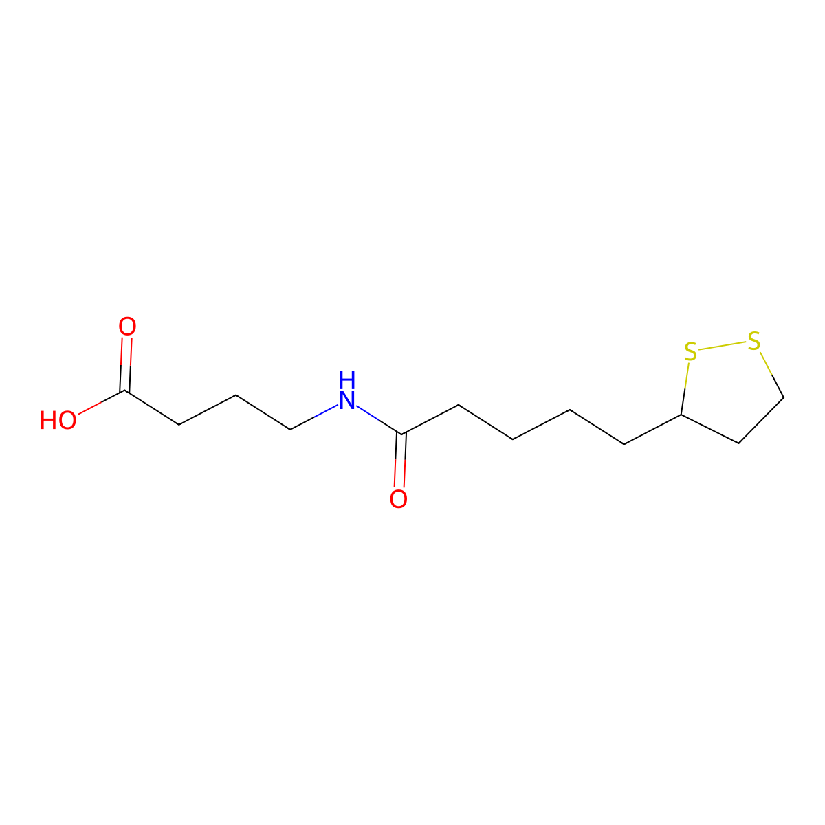 Butanoic acid, 4-((5-(1,2-dithiolan-3-yl)-1-oxopentyl)amino)- molecular structure, CAS 59547-52-3