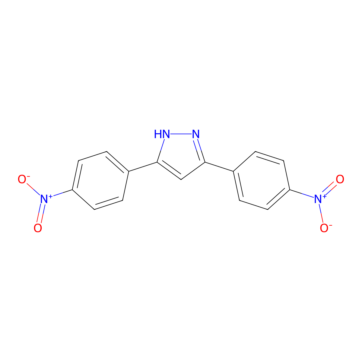 3,5-bis(4-nitrophenyl)-1H-pyrazole molecular structure, CAS 59548-24-2