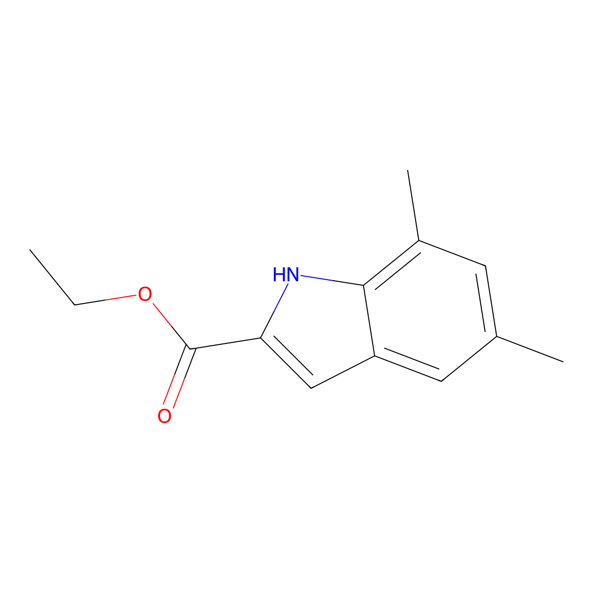 ethyl 5,7-dimethyl-1H-indole-2-carboxylate molecular structure, CAS 59549-49-4