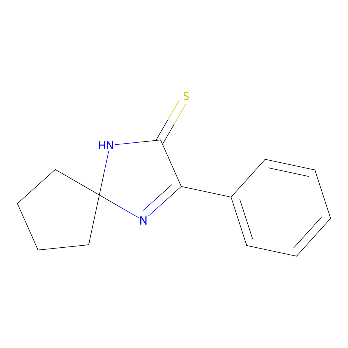 3-Phenyl-1,4-diazaspiro[4.4]non-3-ene-2-thione molecular structure, CAS 5955-39-5