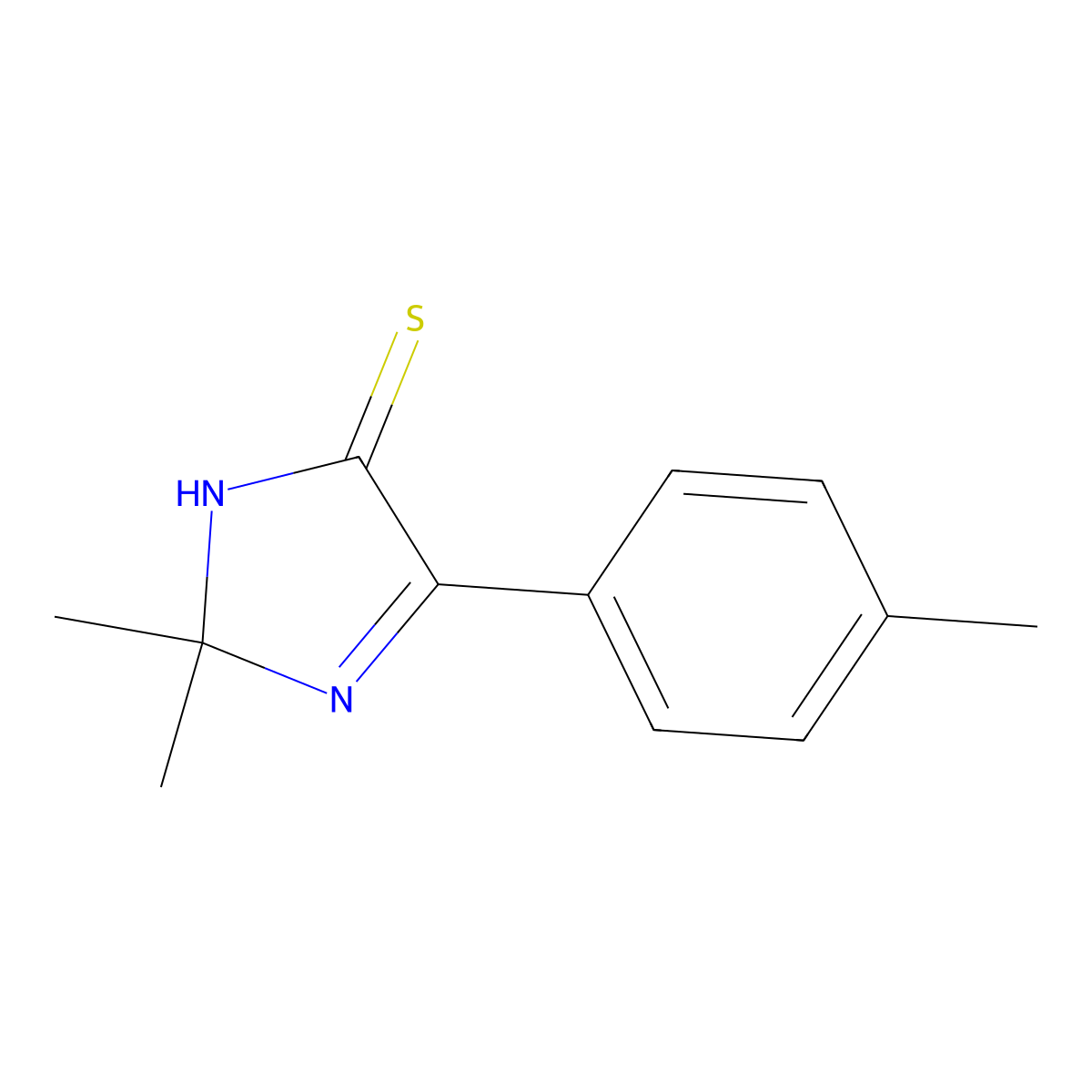 2,2-dimethyl-5-(4-methylphenyl)-2,3-dihydro-4H-imidazole-4-thione molecular structure, CAS 5955-42-0