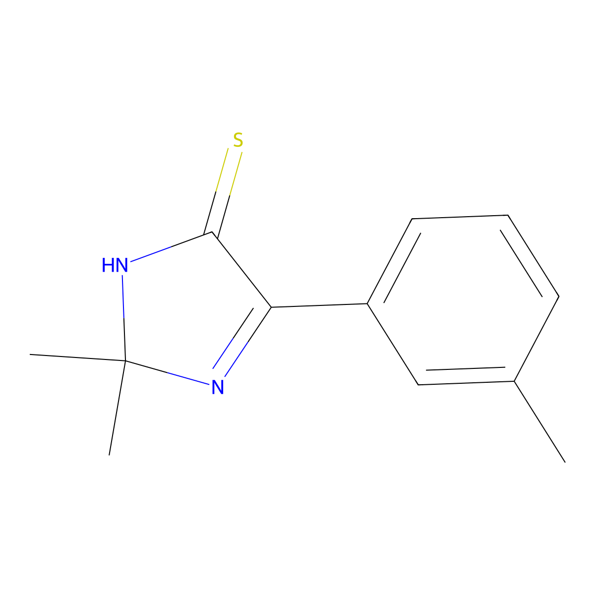 2,2-dimethyl-4-(3-methylphenyl)-2,5-dihydro-1H-imidazole-5-thione molecular structure, CAS 5955-44-2