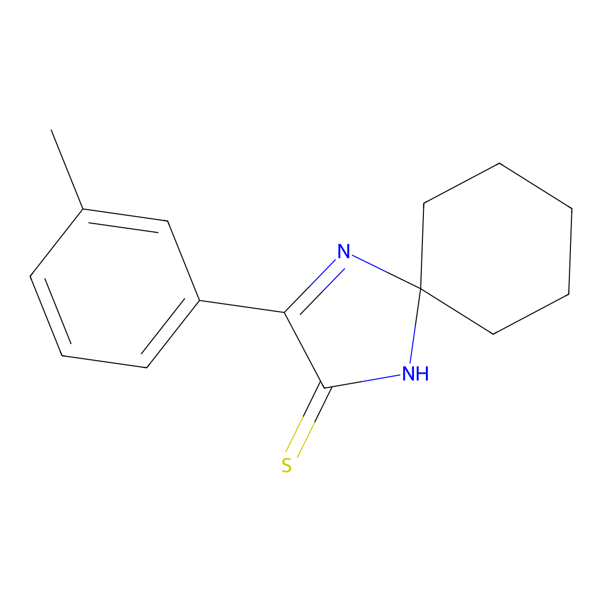 3-(3-Methylphenyl)-1,4-diazaspiro[4.5]dec-3-ene-2-thione molecular structure, CAS 5955-45-3