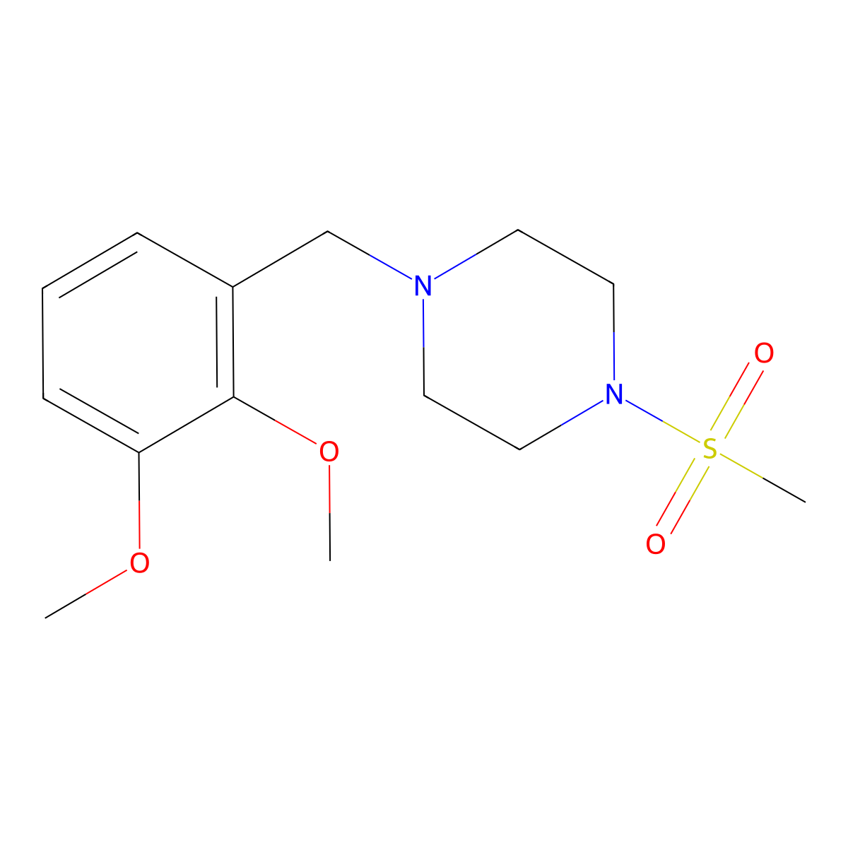 1-(2,3-Dimethoxybenzyl)-4-(methylsulfonyl)piperazine molecular structure, CAS 5955-89-5