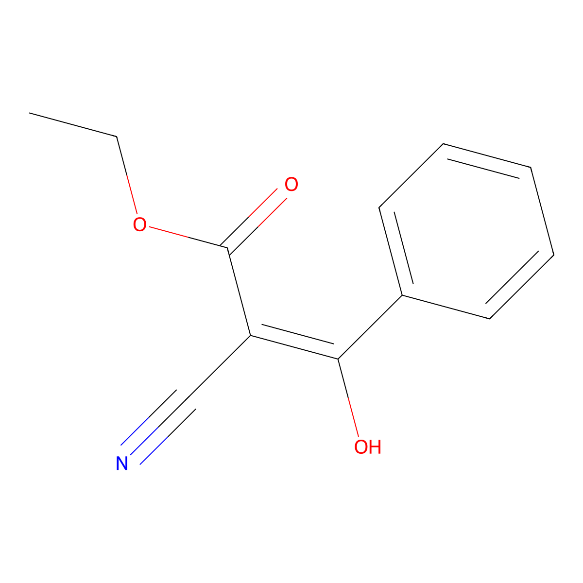 Ethyl (2Z)-2-cyano-3-hydroxy-3-phenylprop-2-enoate molecular structure, CAS 59551-62-1