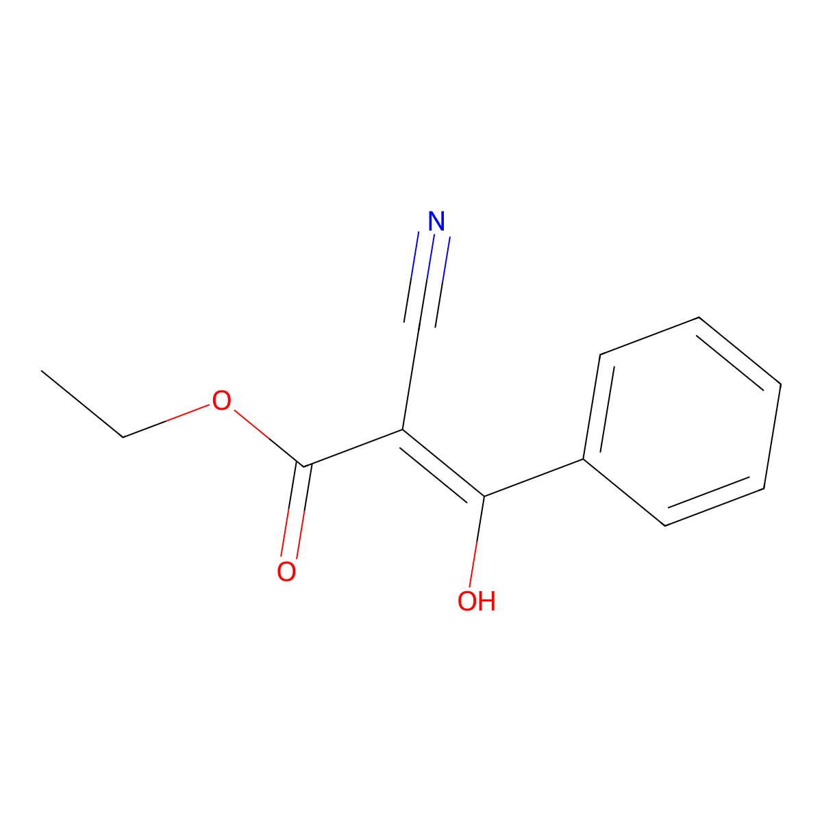 Ethyl (2Z)-2-cyano-3-hydroxy-3-phenylprop-2-enoate molecular structure, CAS 59551-62-1