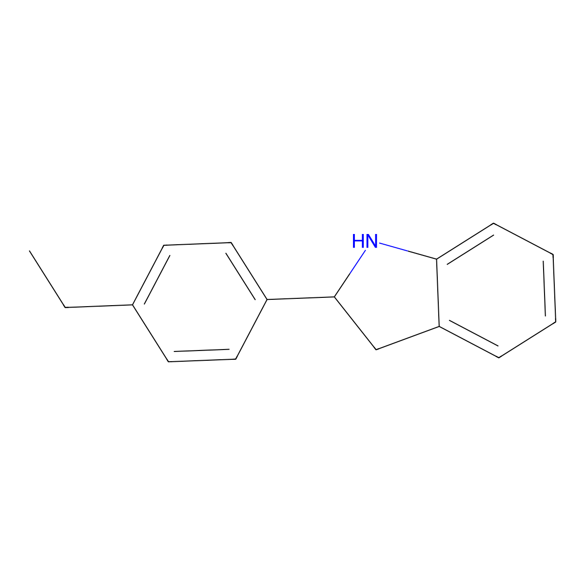 2-(4-ethylphenyl)-2,3-dihydro-1H-indole molecular structure, CAS 595548-92-8