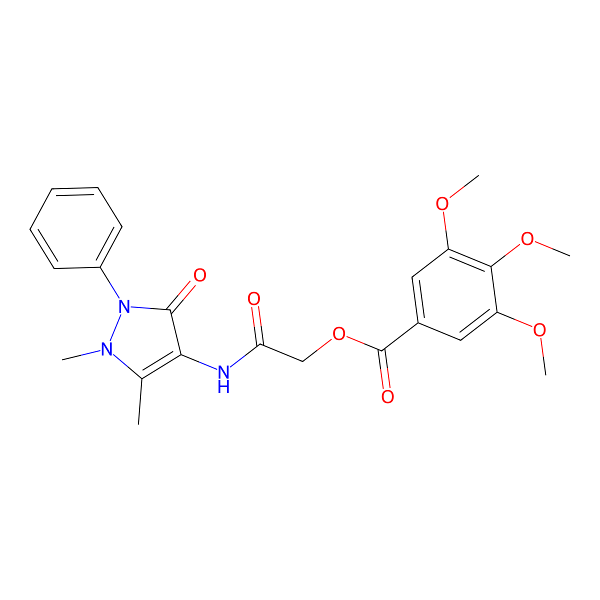 [2-[(1,5-Dimethyl-3-oxo-2-phenylpyrazol-4-yl)amino]-2-oxoethyl] 3,4,5-trimethoxybenzoate molecular structure, CAS 595554-42-0