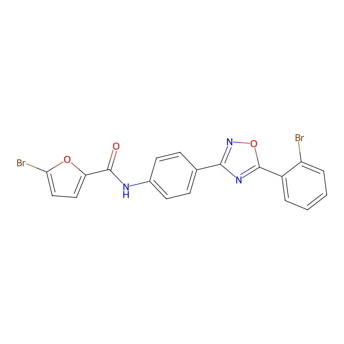 5-bromo-N-[4-[5-(2-bromophenyl)-1,2,4-oxadiazol-3-yl]phenyl]furan-2-carboxamide molecular structure, CAS 595554-98-6