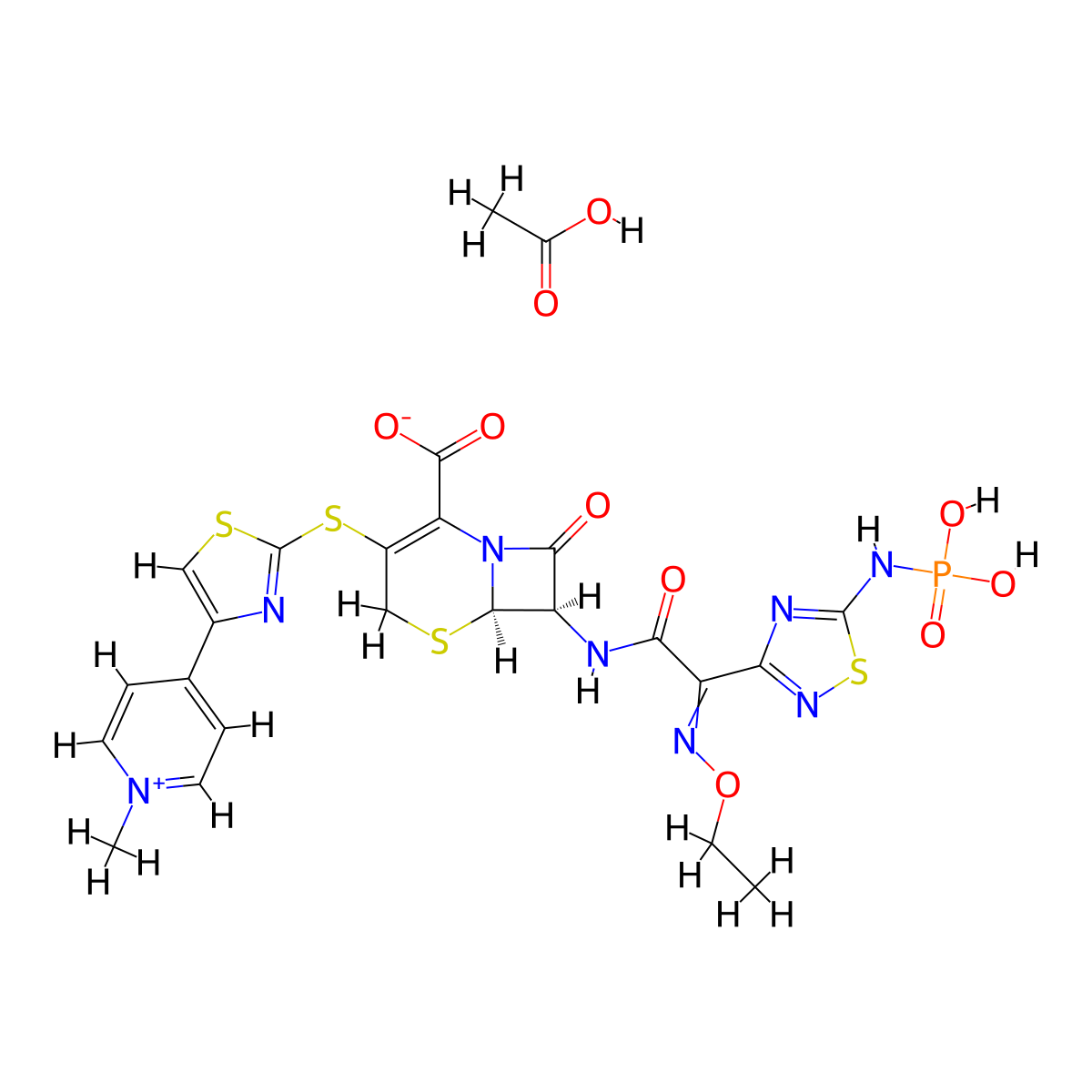 Ceftarolinefosamilacetate molecular structure, CAS 595568-96-0