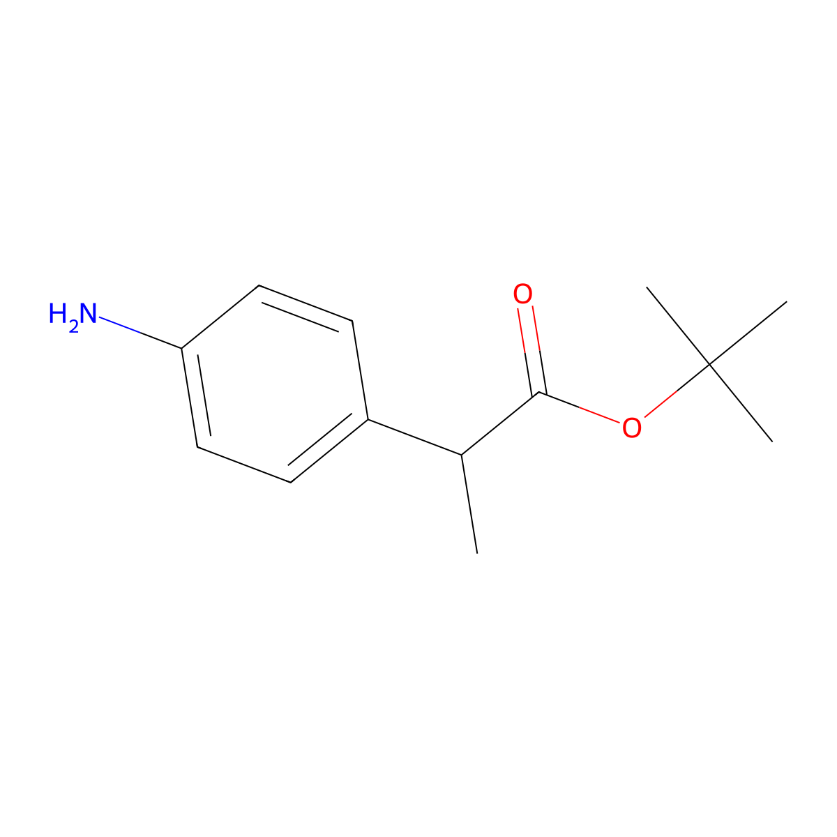 Tert-butyl 2-(4-aminophenyl)propanoate molecular structure, CAS 595570-58-4