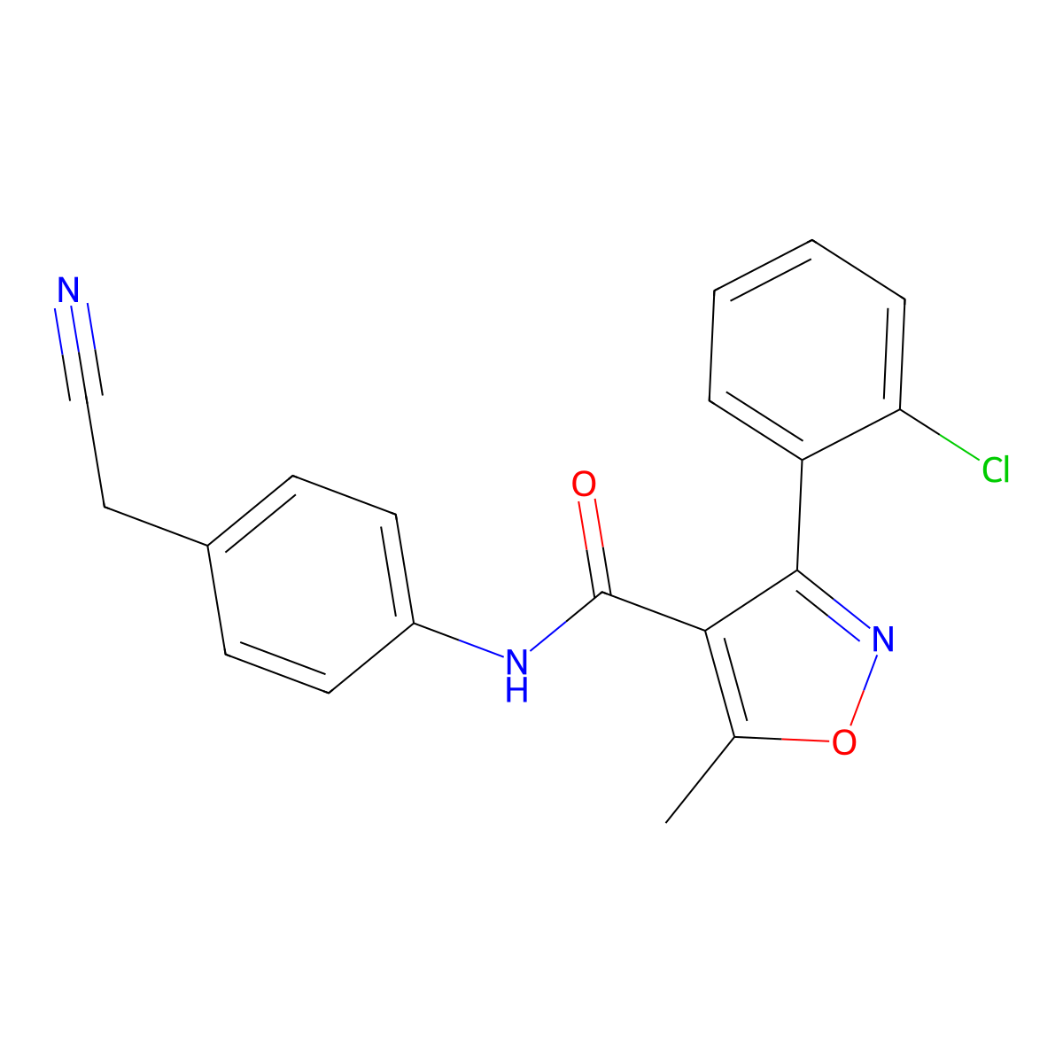 3-(2-chlorophenyl)-N-[4-(cyanomethyl)phenyl]-5-methyl-1,2-oxazole-4-carboxamide molecular structure, CAS 595570-83-5