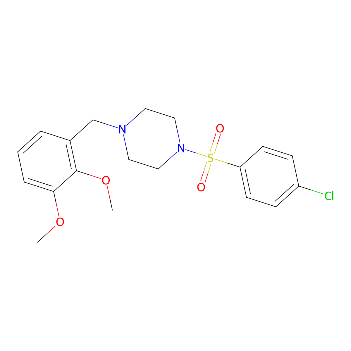 1-[(4-Chlorophenyl)sulfonyl]-4-(2,3-dimethoxybenzyl)piperazine molecular structure, CAS 5956-84-3